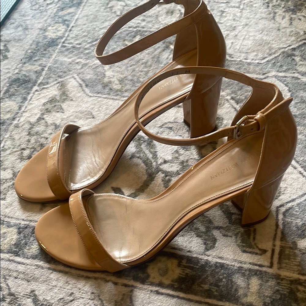 Stuart Weitzman Tan Block Heel Sandals